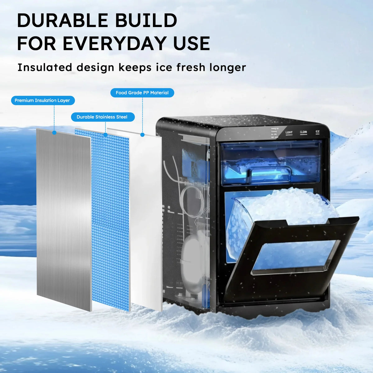 SHICUO Nugget Ice Maker Countertop 44 Lbs Daily Self Cleaning