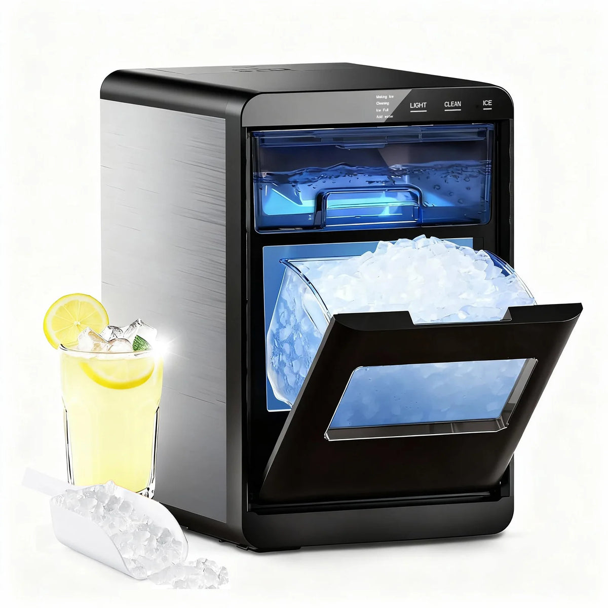 SHICUO Nugget Ice Maker Countertop 44 Lbs Daily Self Cleaning