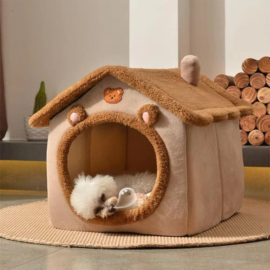 Foldable Pet House With Removable Washable Cover For Small Pets