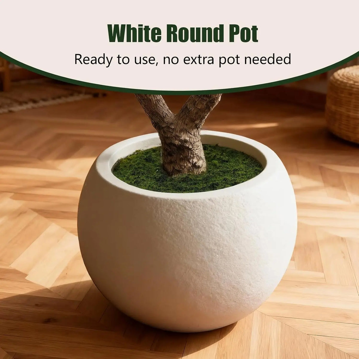 8FT Artificial Olive Tree Indoor with White Round Planter Full Shape Faux Olive Plant PE Leaves Plastic Trunk Decor for Living Room Office