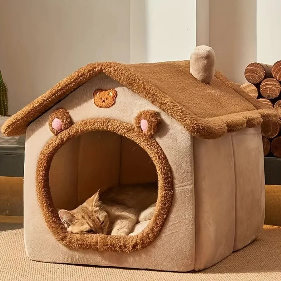 Foldable Pet House With Removable Washable Cover For Small Pets