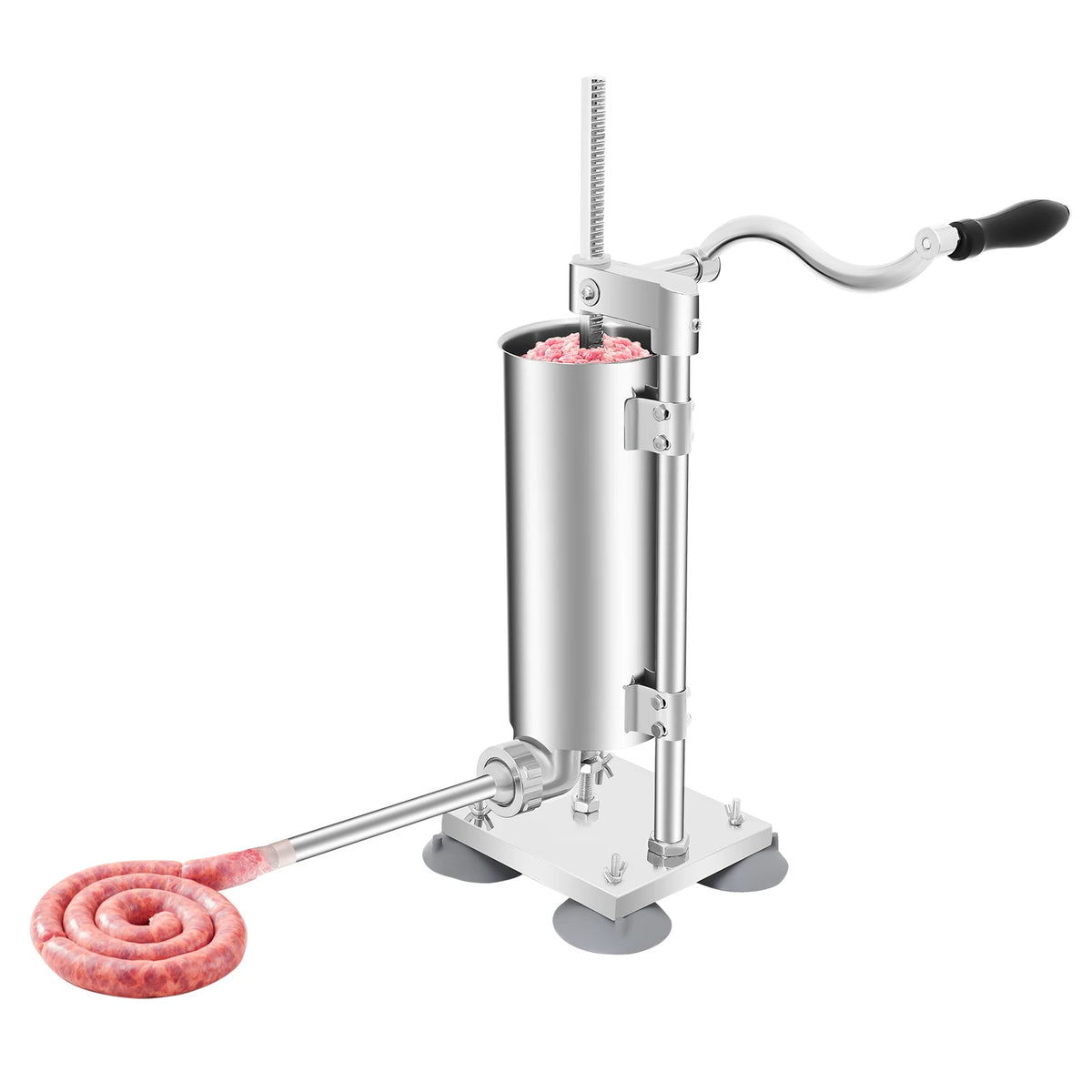 3L/6lbs Manual Sausage Stuffer, Home Use Vertical Sausage Filler Machine with 6 Different Inner Diameter Tubes