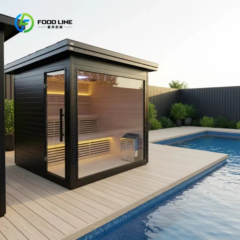 Modern Outdoor Far Infrared Sauna With Solid Hemlock Cedar
