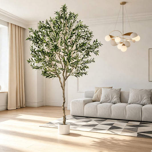 Olive Tree Artificial Indoor Plant With Wooden Trunk And Realistic Fruits