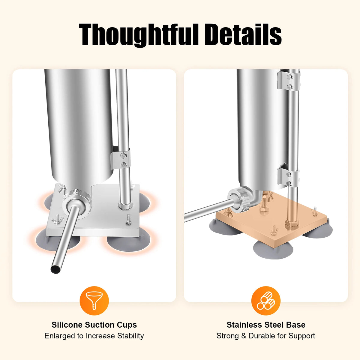 3L/6lbs Manual Sausage Stuffer, Home Use Vertical Sausage Filler Machine with 6 Different Inner Diameter Tubes