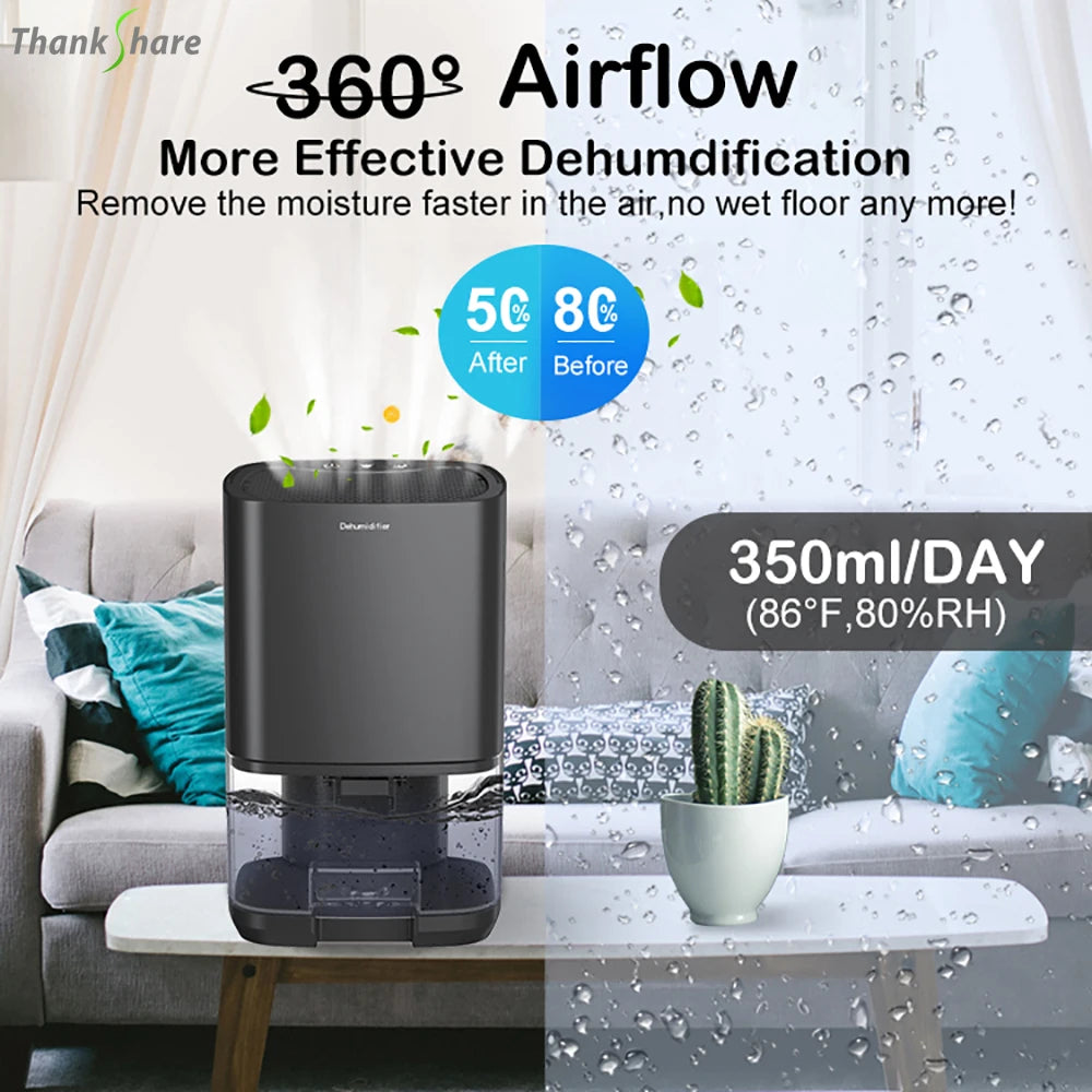 THANKSHARE Electric Dehumidifier 1000ml Water Tank For Home Use