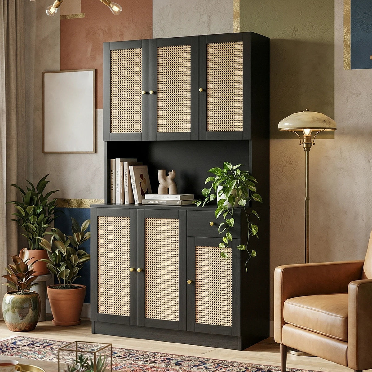 70.87 Inch Modern Tall Storage Cabinet with Countertop Soft Close Doors for Kitchen Living Room Dining Room Entryway Cabinet