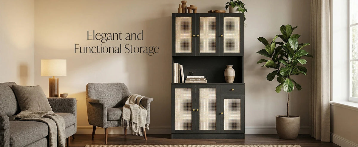 70.87 Inch Modern Tall Storage Cabinet with Countertop Soft Close Doors for Kitchen Living Room Dining Room Entryway Cabinet