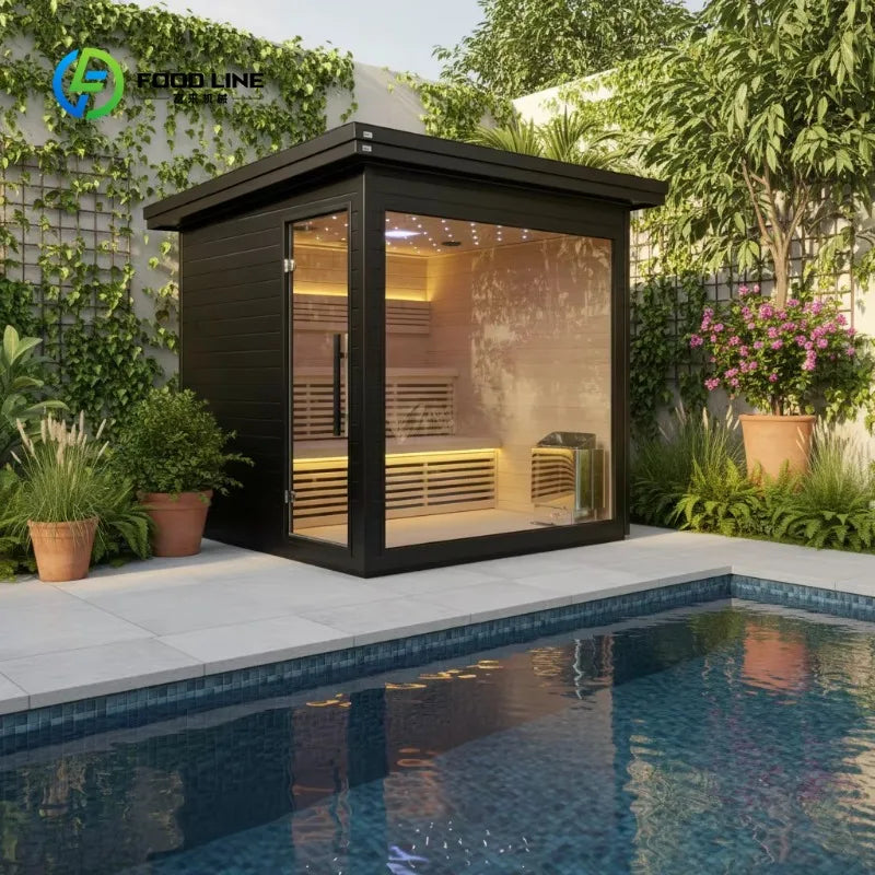 Modern Outdoor Far Infrared Sauna With Solid Hemlock Cedar