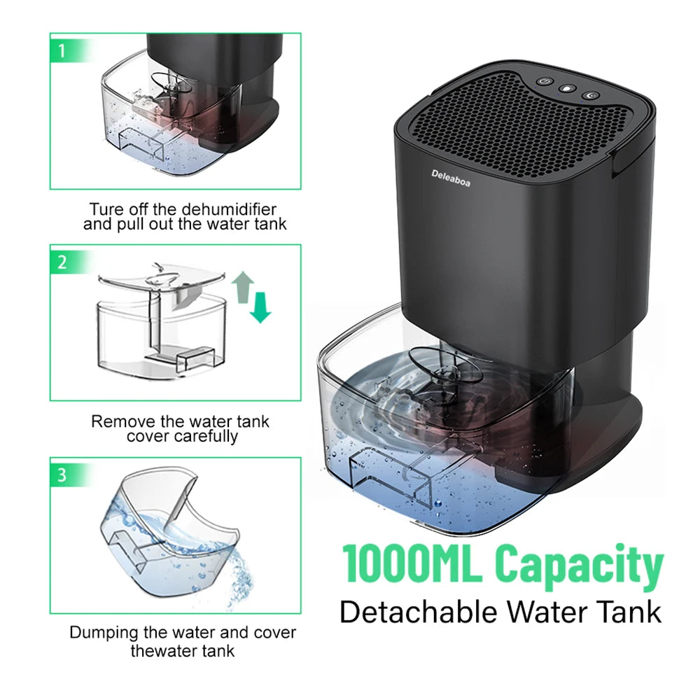THANKSHARE Electric Dehumidifier 1000ml Water Tank For Home Use