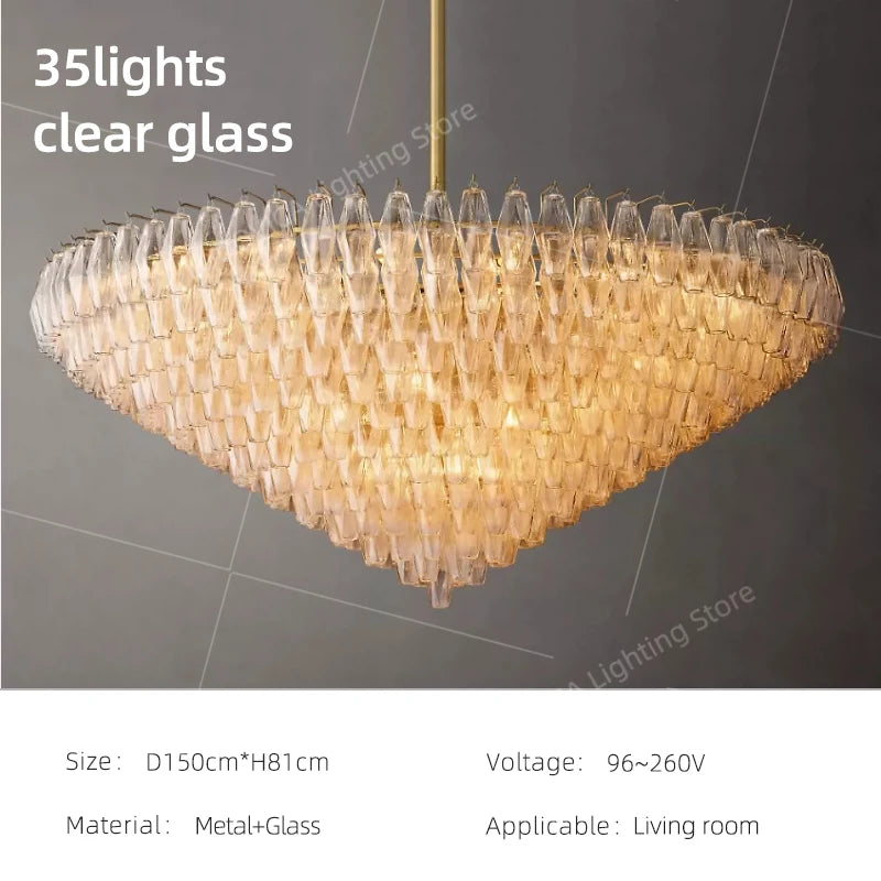 Ludovica French Ceiling Pendant Lights Frame Glass Chandelier
