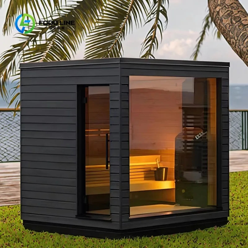 Modern Outdoor Far Infrared Sauna With Solid Hemlock Cedar