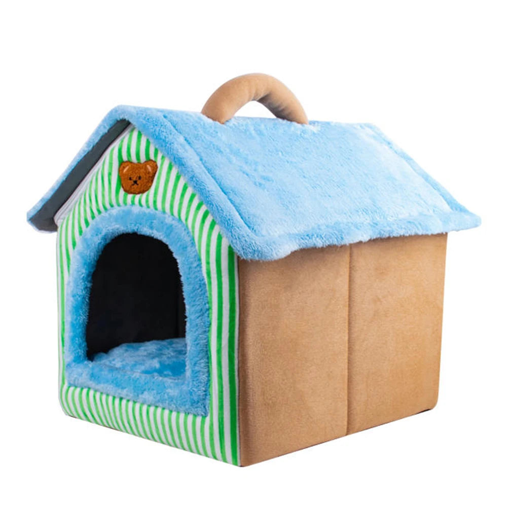 Foldable Pet House With Removable Washable Cover For Small Pets