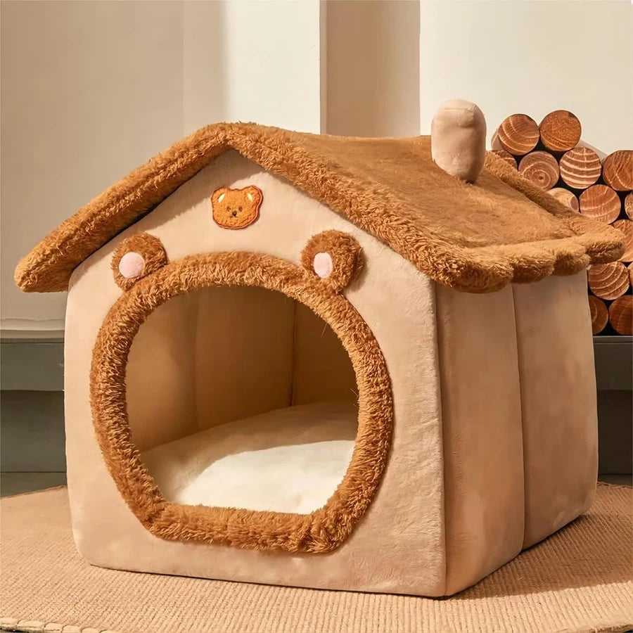 Foldable Pet House With Removable Washable Cover For Small Pets