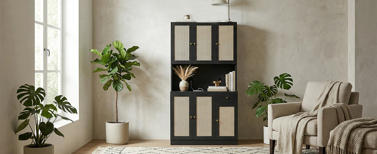 70.87 Inch Modern Tall Storage Cabinet with Countertop Soft Close Doors for Kitchen Living Room Dining Room Entryway Cabinet