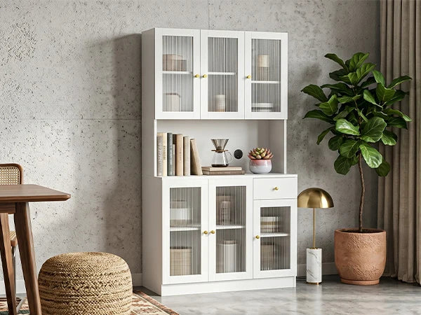 70.87 Inch Modern Tall Storage Cabinet with Countertop Soft Close Doors for Kitchen Living Room Dining Room Entryway Cabinet
