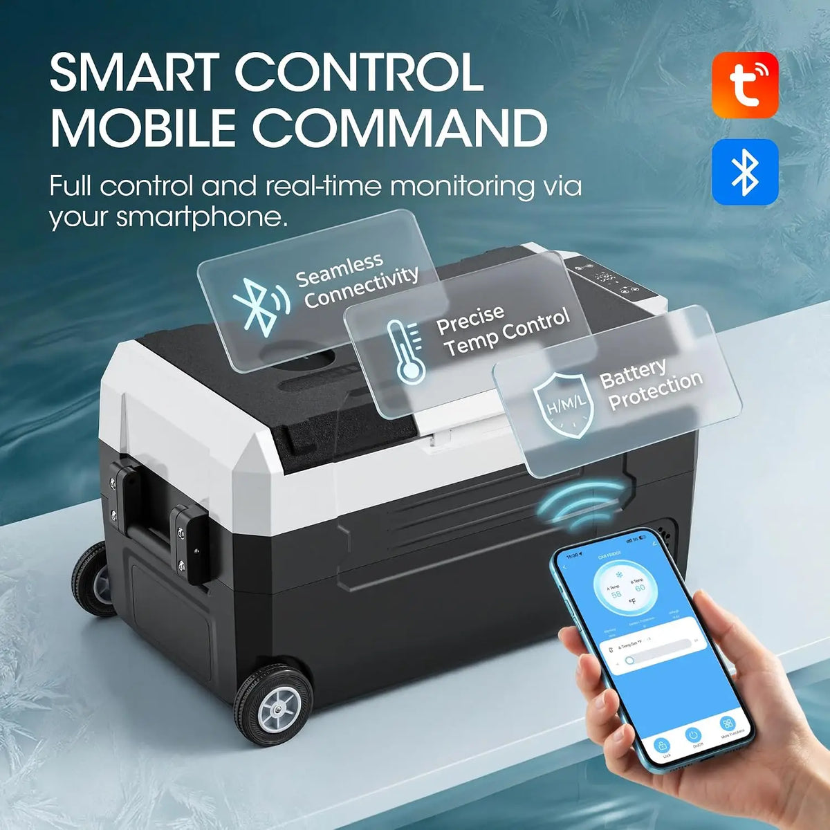 12 Volt Refrigerator, 37QT Electric Cooler, Electric Cooler APP Control, Portable Freezer 12V/24V DC 100-240V AC,, Customized